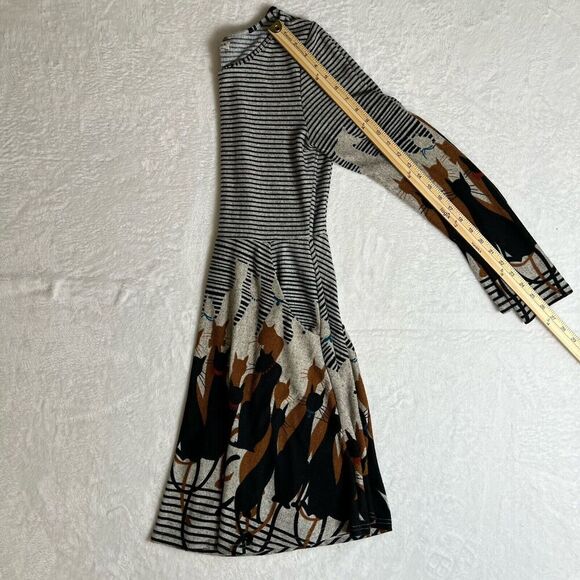 LA Soul Womens Knit Dress Size M Cat Lady Novelt Print Stripes Multicolor Office - Picture 7 of 9